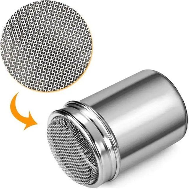 Edelstahl Pulverstreuer mit feinem Mesh-Sieb in Silber - Bild 1