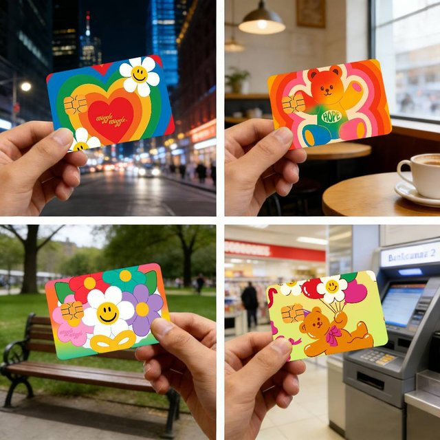 W-Wiggle-e Smile Bankkarten-Aufkleber in Multicolour, ultradünne Filmhautfolie für Debit- und Kreditkarten, lichtbeständig - Bild 1