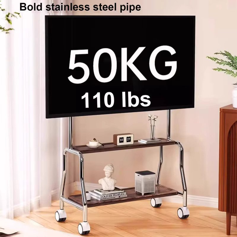 BEISHI Mobiler TV-Ständer mit Rollen für 32–75 Zoll LCD LED Flach- und Gebogenbildschirme, Farbe: Weiß/Silber, Belastbarkeit bis 50 kg, max. VESA 600 x 400 mm - Bild 3