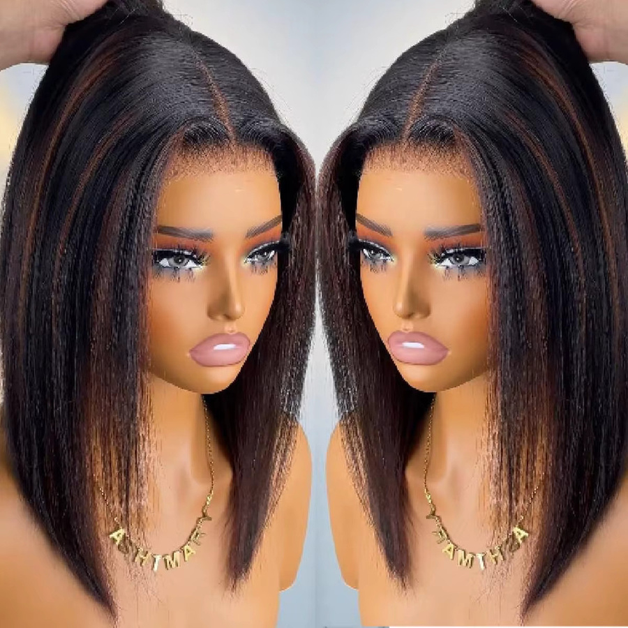 HOTBABE Highlight Brown Glueless Perücke, Brasilianisches Echthaar, 18 Zoll - Bild 2