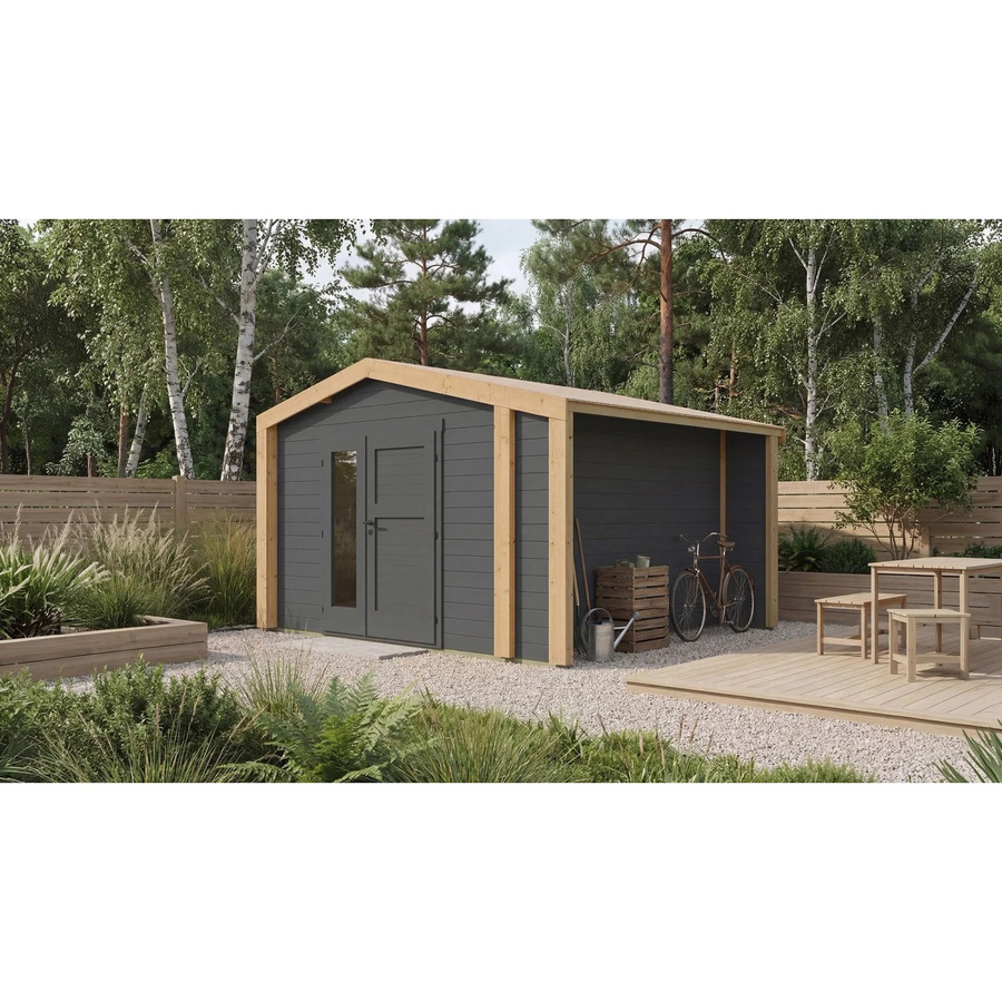 Weka Holz-Gartenhaus Killarney mit Satteldach in Anthrazit-Eiche, B: 361 cm, T: 313 cm, H: 246 cm - Bild 2