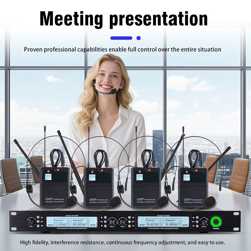 Yamnweo UK-400 Professionelles UHF Drahtloses Mikrofonsystem mit 4 Handgehaltenen Dynamischen Mikrofonen in Schwarz - Bild 5
