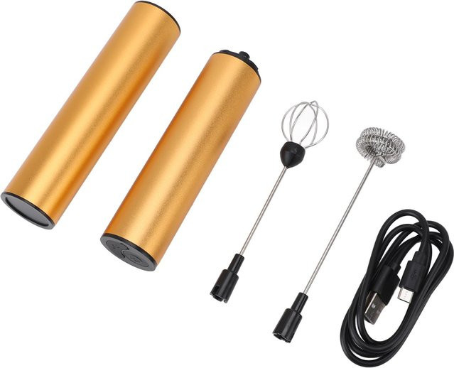 Professioneller elektrischer Milchaufschäumer von OutsideWorld, wiederaufladbarer Handheld-Schaumbereiter für Latte in Beige und Gold - Bild 1