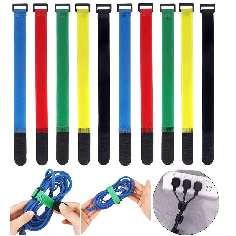 10 Stück wiederverwendbare Hakenschlaufen aus Nylon und Kunststoff, selbstklebende Kabelbinder in Schwarz und Multicolor - Bild 4