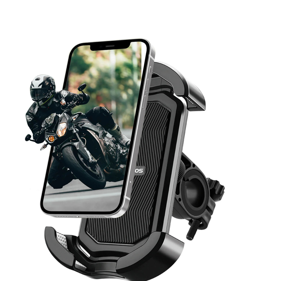 ROCKBROS Handyhalterung für Fahrrad und Motorrad, 360 Grad drehbar, Schwarz, passend für Smartphones von 4,7 bis 7,0 Zoll - Bild 1