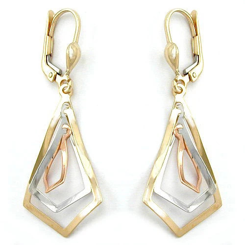SIGO Ohrringe Brisur, 3 Rhomben, tricolor Gold, 375, Damen - Bild 1
