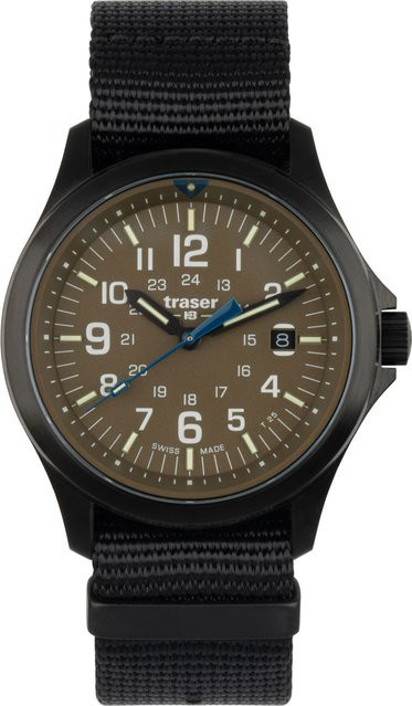 Traser Herrenuhr, Quarz, Edelstahl, 42 mm, Textil/NATO, Khaki, 10 ATM - Bild 1
