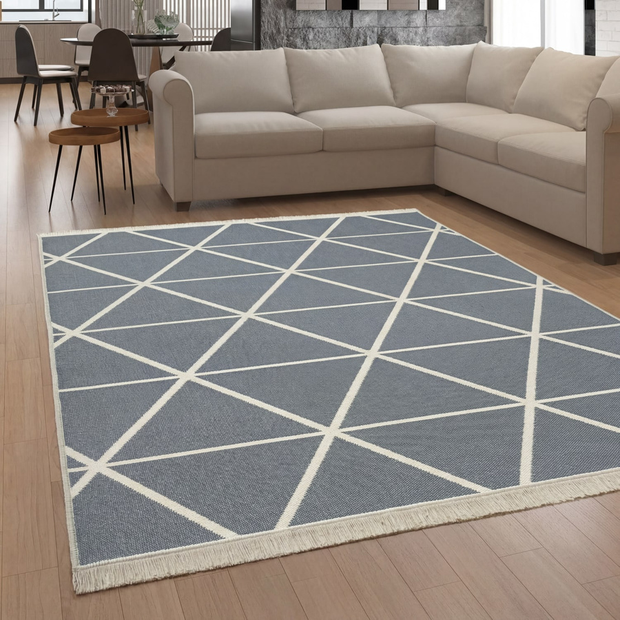 Wendbarer Skyla Teppich in Grau mit geometrischem Design, B/B: 120 x 160 cm - Bild 2