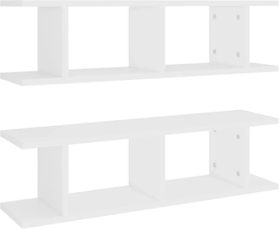 vidaXL Wandregale Cube 2er-Set Weiß aus Holzwerkstoff B: 75 cm, T: 20 cm, H: 18 cm