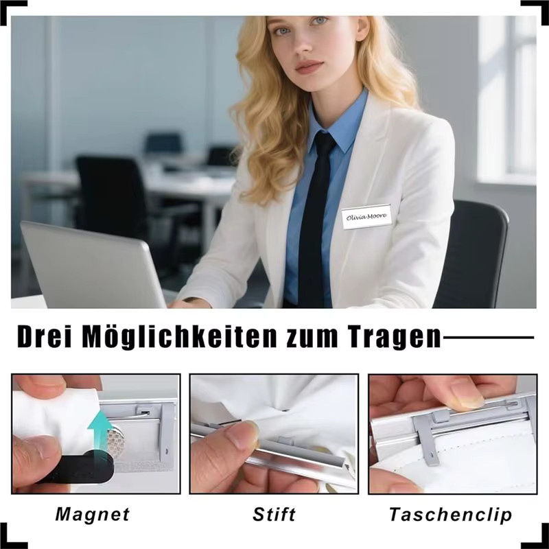 ABBO Magnetische Namensschilder aus Aluminium mit Doppelmagneten in Silber, 20er-Pack - Bild 4
