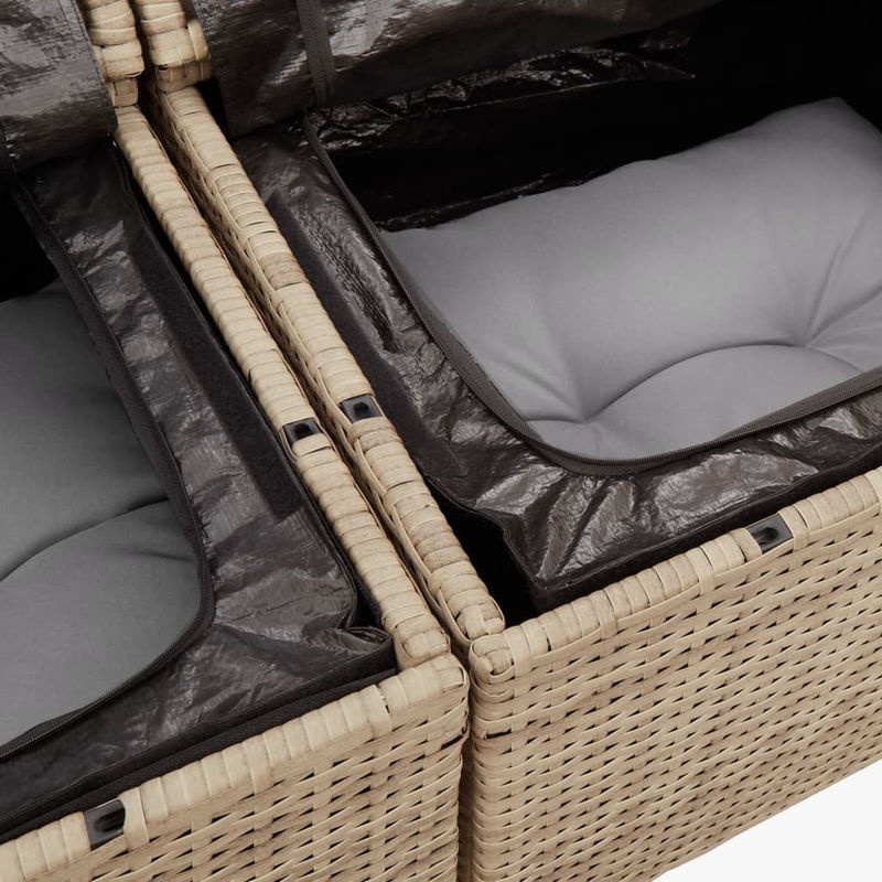 Vidaxl Gartenmöbel-Set mit 9 Teilen und Kissen aus Rattan und Holz in Beige und Grau - Bild 2