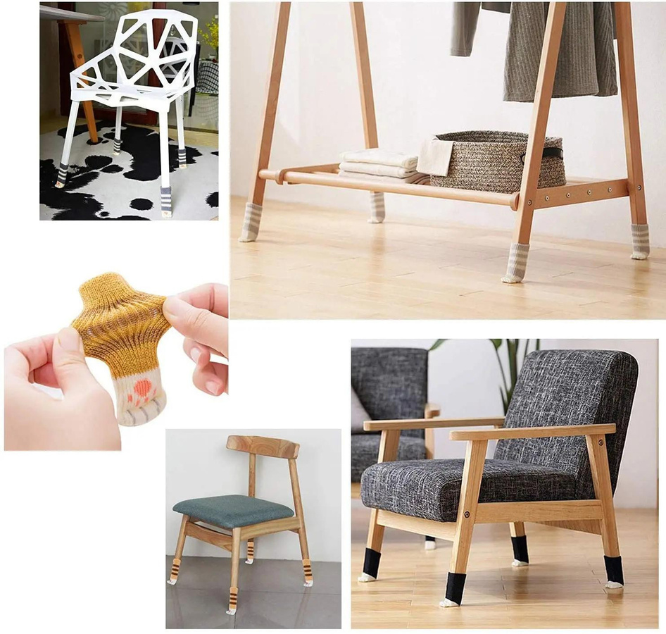 24er Set Yiran Furniture Möbel Socken mit Katzenpfoten-Design, rutschfeste Stuhlbein Abdeckungen und Bodenprotektoren in Multicolor, passend für quadratische und runde Möbelbeine - Bild 1