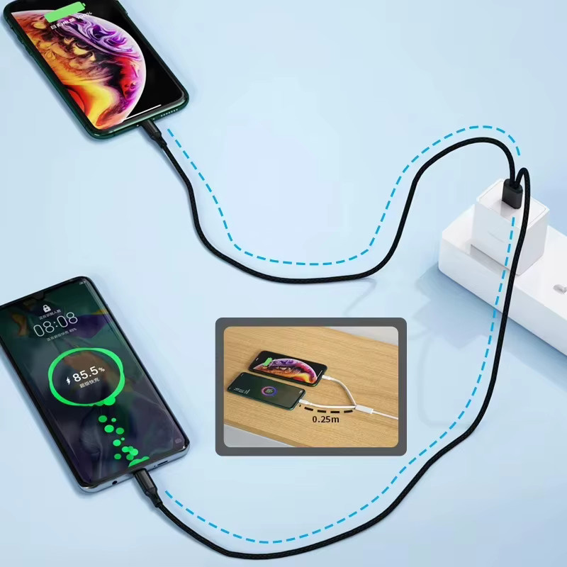 NNBILI 2-in-1 Schnellladekabel Typ C und Micro USB Y-Splitter 5A in Schwarz und Rot - Bild 3