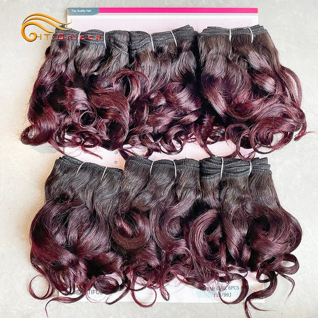 htonicca Echthaar Extensions, 6 Stück, lockige Tissage, 8-12 Zoll, Damen - Bild 1