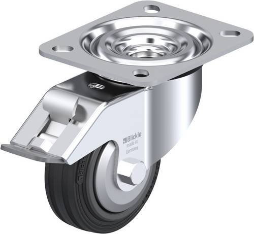 Blickle L-VPP 80R-FI-FA Lenkrolle mit Feststeller in Schwarz und Silber, Rad-Durchmesser: 80 mm, Tragfähigkeit: 50 kg - Bild 1