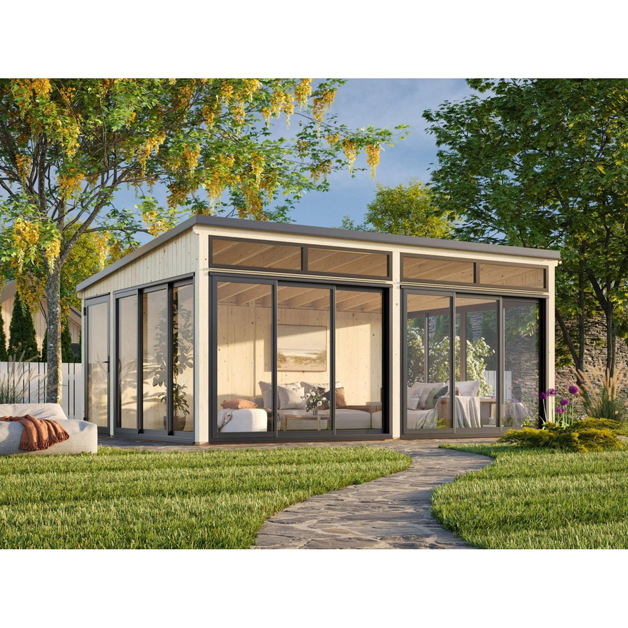 Palmako Holz-Gartenhaus Saga Slide Pultdach aus Fichte in Natur mit modernem Design B/T: 582 x 420 cm - Bild 2