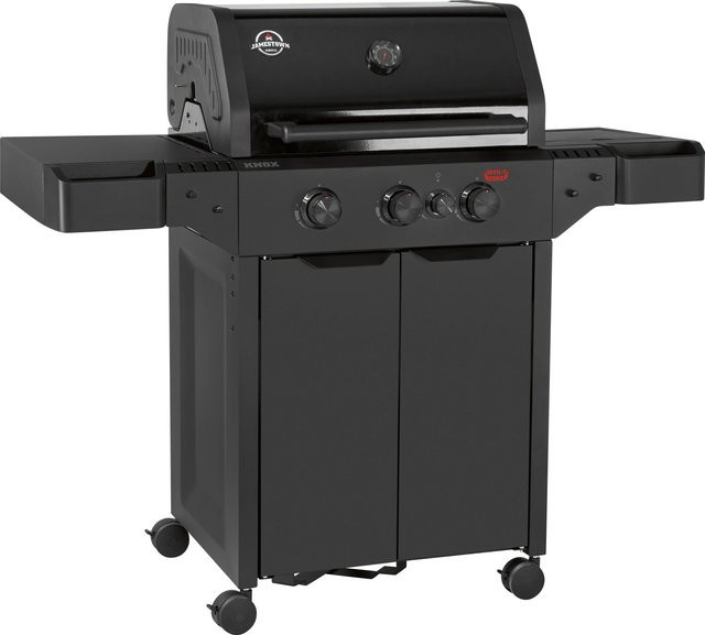 Jamestown 3-Brenner Gasgrill Knox II in Schwarz mit Seitenbrenner, Piezo-Zündung und Warmhaltefunktion - Bild 1