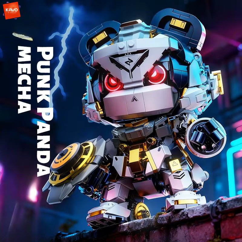 KAVOWORLD Panda-Mecha-Modellbausatz, 1623 Teile, mit LED-Beleuchtung - Bild 3