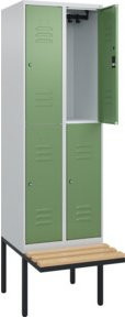 C+P Doppelstock-Spind Classic PLUS Sitzbank mit 2 Abteilen, Buche-Hartholz und Zylinderschloss, B/T/H: 212 x 60 x 81,5 cm - Bild 1