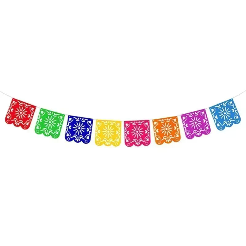 Mexikanisches Fiesta Party Banner mit Blumenmuster für Cinco De Mayo Dekorationen, mehrfarbig, aus Papier - Bild 3