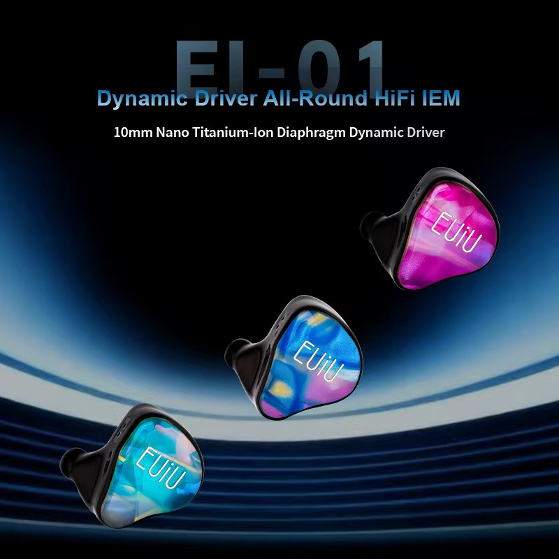 EUIU EI-01 Allround-HiFi-IEM In-Ear-Monitor mit dynamischem Treiber und abnehmbarem 0,78mm 2-Pin Anschluss in Blau/Multicolor - Bild 2