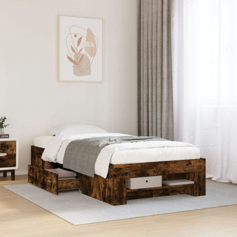 Vidaxl Funktionsbett aus Holzwerkstoff in Braun, Bettgestell ohne Matratze, B/T/H: 90 x 190 cm - Bild 1