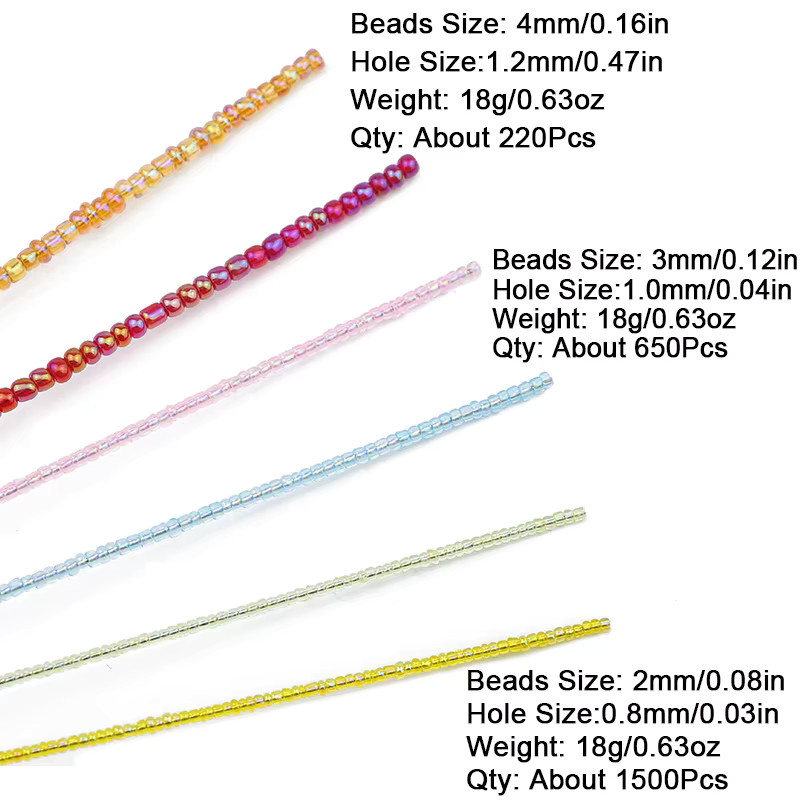 JHNBY Glas Samen Perlen, 2mm, Unisex - Bild 2