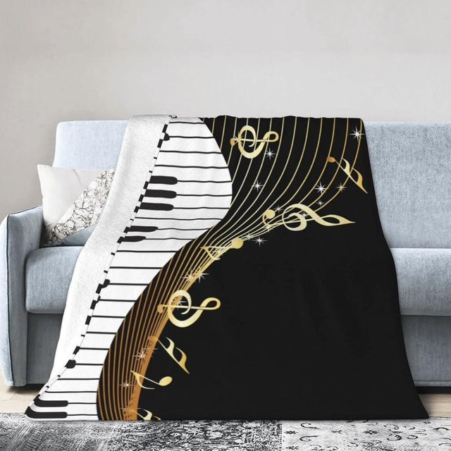 JMG Household Supplies Musik-Wohndecke aus weichem Plüsch und Fleece in Schwarz, B/H: 70 x 100 cm - Bild 1