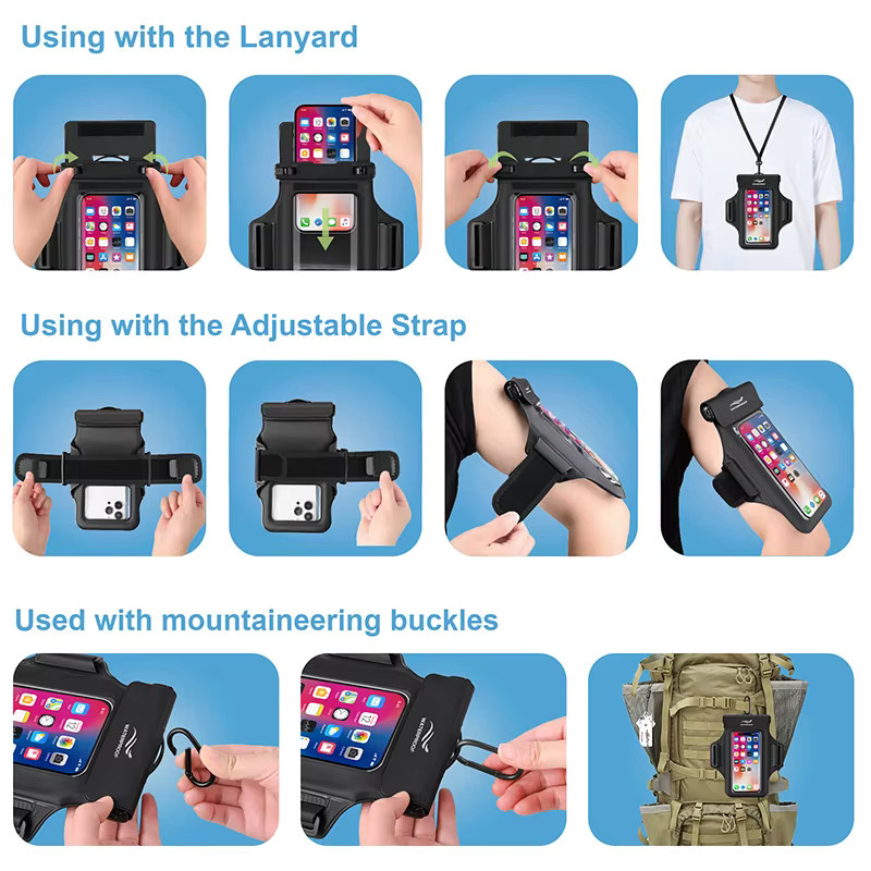 HAISSKY Wasserdichte Armband Handy Tasche in Schwarz für iPhone 17 16 15 14 13 12 Pro Max und 15 Plus zum Schwimmen, Surfen und Tauchen - Bild 6