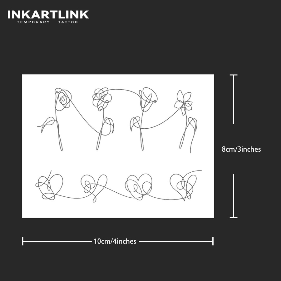 INKARTLINK Line Love Rose Temporäres Tattoo, wasserfest, semi-permanent - Bild 3