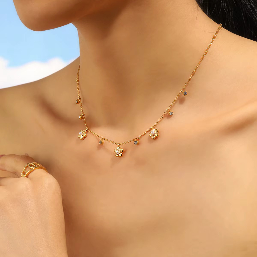 UHBINYCA Halskette, 18 Karat vergoldeter Edelstahl, Gold, Damen - Bild 2