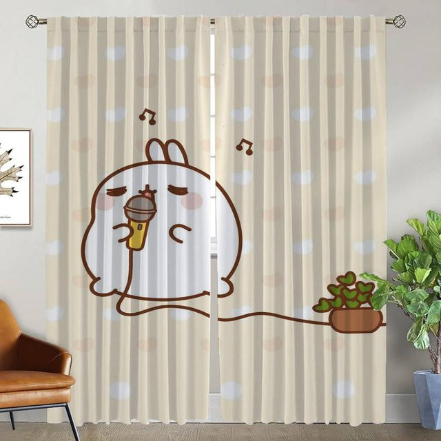 Molang Tüll-Vorhänge für Wohnzimmer und Schlafzimmer, 2er-Set, Beige, Breite: 50 cm, Höhe: 70 cm - Bild 1