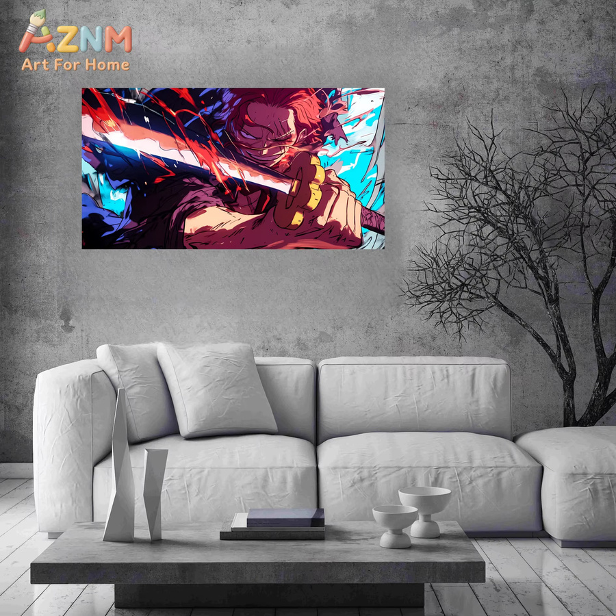 AZNM One Piece Shanks Red Hair Haki Sword Anime Leinwand-Wandkunstdruck als ungerahmtes Poster in Mehrfarbig für deine Heimdekoration - Bild 3