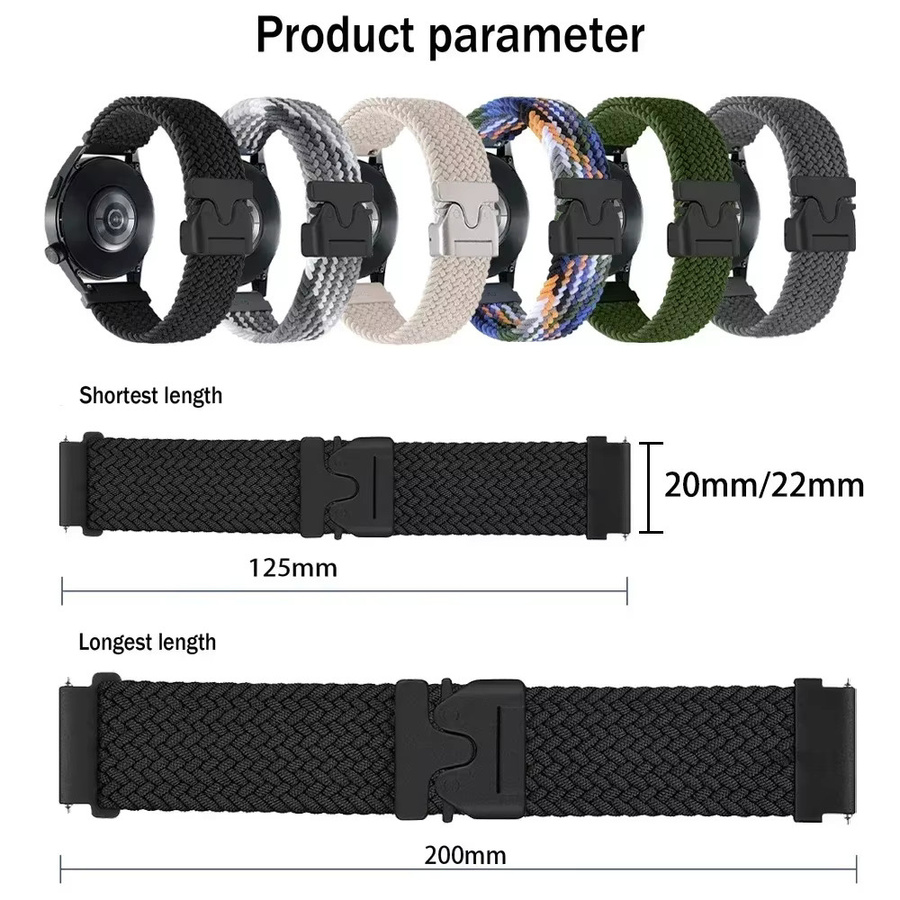 Uhrenarmband Nylon, geflochten, 20 22 mm, Bunt, Unisex - Bild 5