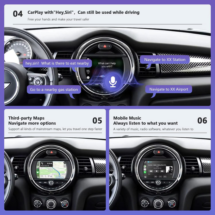 AUTOABC Kabelloses CarPlay Interface für BMW Mini Cooper One Hatch Clubman F55 F56 F54 F57 NBT System mit Android Auto und Mirror Link in Schwarz - Bild 6