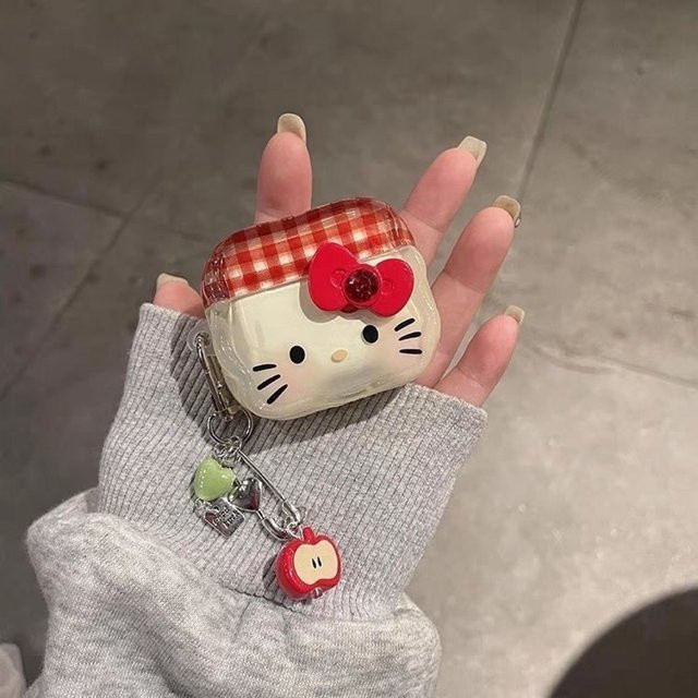 Sanrio Hello Kitty Kopfhörerhülle für Apple AirPods 4 3 Pro 2 1 mit Schlüsselanhänger, mehrfarbig - Bild 1
