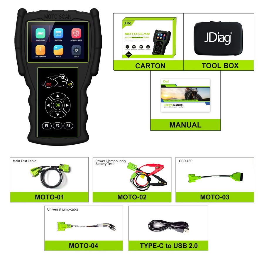 JDiag M100 Motorrad OBD2 Scanner Diagnose Werkzeug für KTM, Ducati, Honda, Yamaha und Kawasaki in Rot/Schwarz - Bild 2