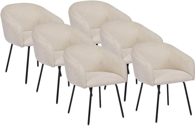 Vente-unique Nistosia Stuhl mit Armlehnen in Creme und Beige aus Strukturstoff und Metall, Höhe: 61 cm - Bild 1