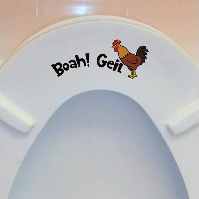 BRUP Selbstklebender Badezimmer-Aufkleber mit Cartoon-Hahn Motiv in Mehrfarbig aus PVC - Bild 1