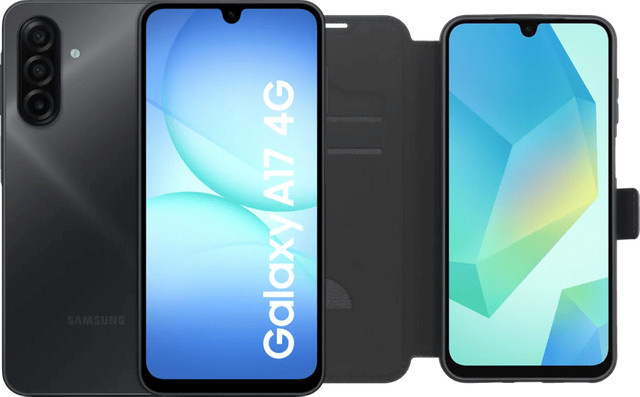 Samsung Galaxy A17 4G Smartphone 128GB Schwarz mit BlueBuilt Book Case Schwarz - Bild 1