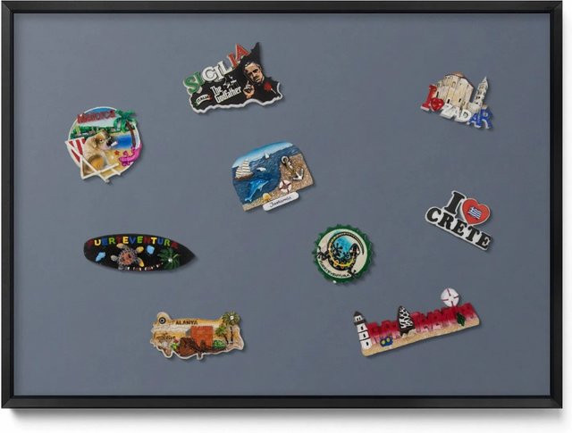 Tulup Magnettafel aus Metall in Grau mit schwarzem Rahmen, Breite: 70 cm, Höhe: 50 cm - Bild 1