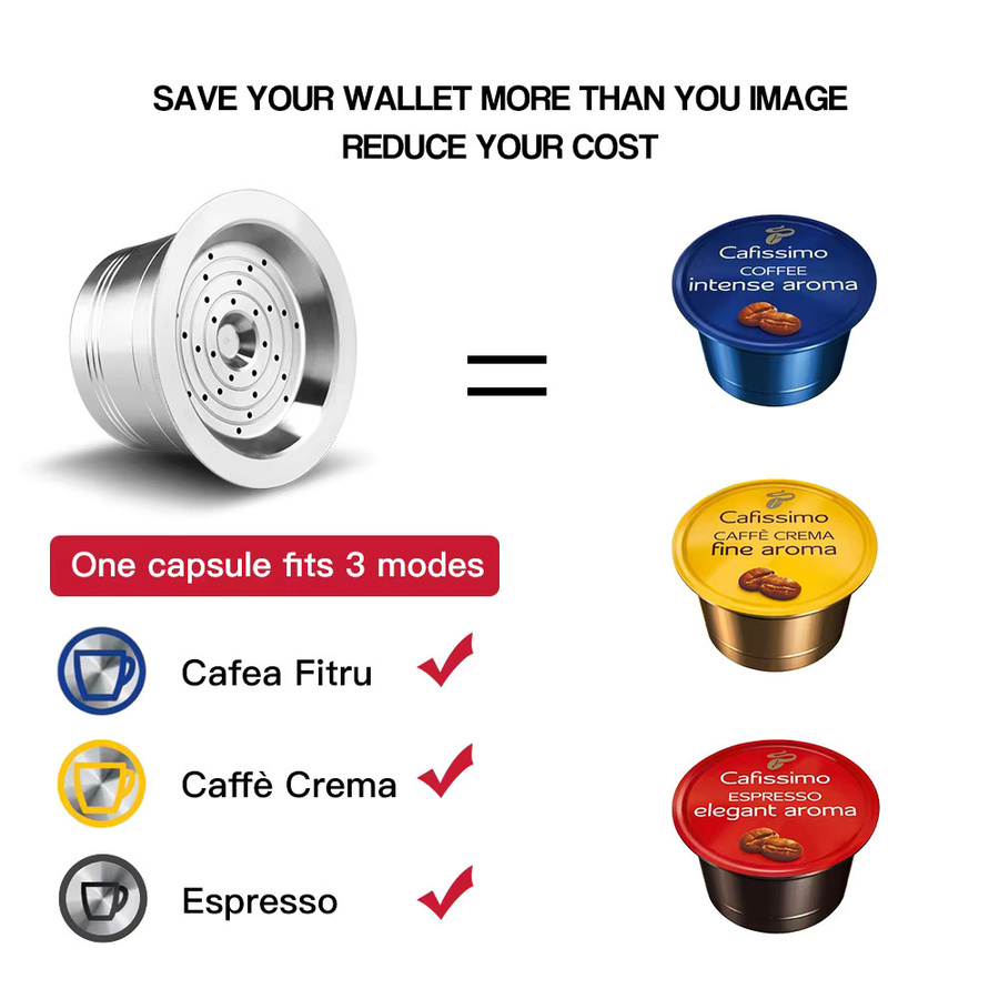RECAFIMIL Wiederverwendbare Kapsel für Tchibo Cafissimo Modo Lov und Caffitaly Classic Kaffeemaschinen in Silber - Bild 2