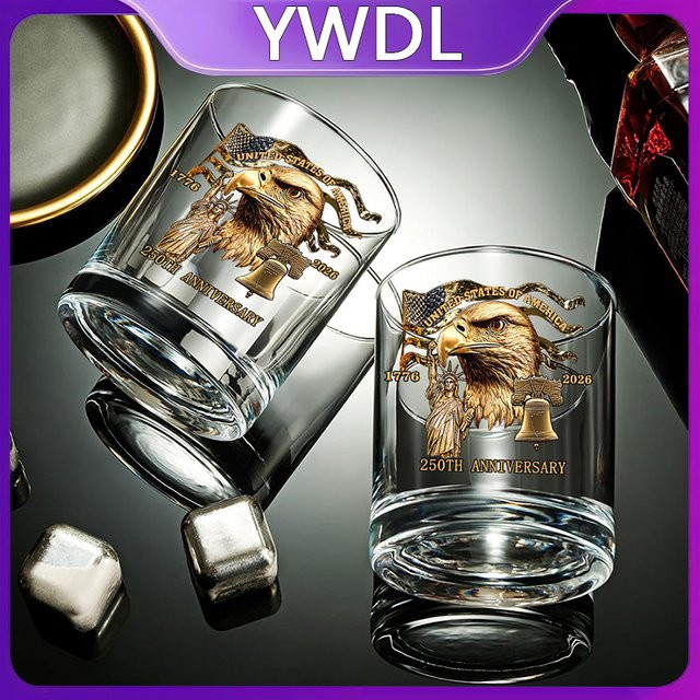 YWDL Whiskey-Glasbecher Tumbler aus Glas, transparent, 325 ml - Bild 1