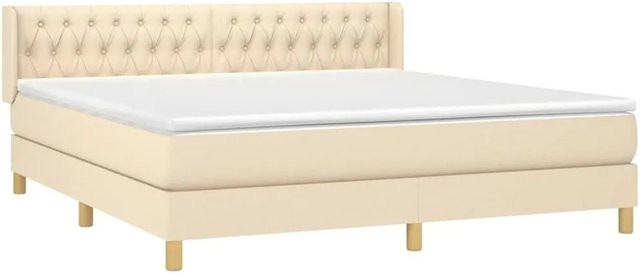 vidaXL Boxspringbett Hybrid mit Matratze und Taschenfederkern in Beige, B/T: 180 x 200 cm - Bild 1