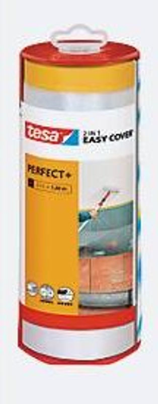 tesa Easy Cover Perfect+ L Abdeckfolie mit Washi-Malerband und Spender, Gelb/Transparent, B: 1,40 m x L: 33 m - Bild 3