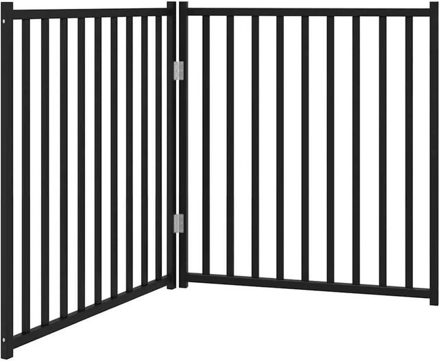 vidaXL Hundetor aus Massivholz Tanne, 2-teilig, faltbar, Schwarz, Breite: 160 cm - Bild 1