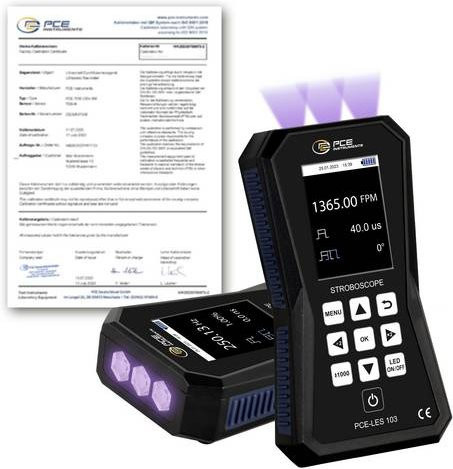 PCE Instruments Stroboskop PCE-LES 103UV-365-ICA in Schwarz mit 3 UVA Hochleistungs-LEDs (365–370 nm) und 60–300.000 FPM - Bild 1