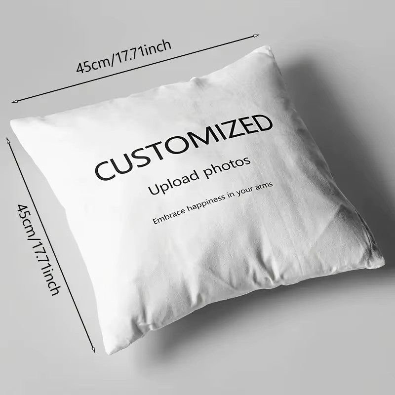 Personalisiertes Fotokissen aus weißem Polyester für dein individuelles Geschenk, quadratisch, Breite: 45,0 cm - Bild 4