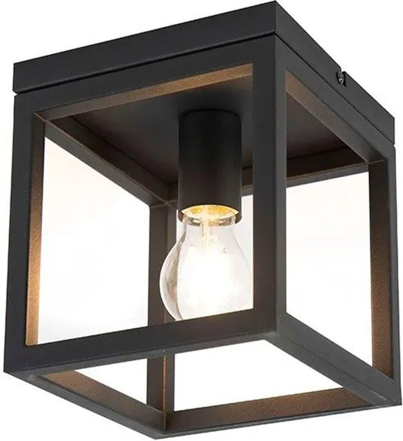 QAZQA Industrielle Deckenleuchte aus Stahl in Schwarz mit Cage-Design und E27 Fassung - Bild 1