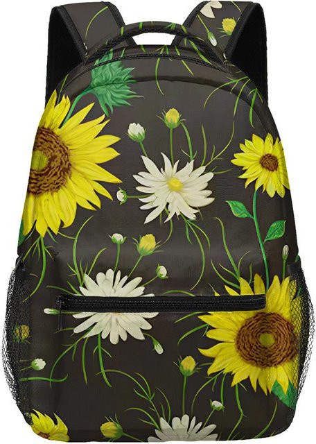 Fancy Style Studio Rucksack mit 3D-Gänseblümchen- und Sonnenblumen-Print, wasserdicht aus Oxford-Material, mehrfarbig - Bild 1